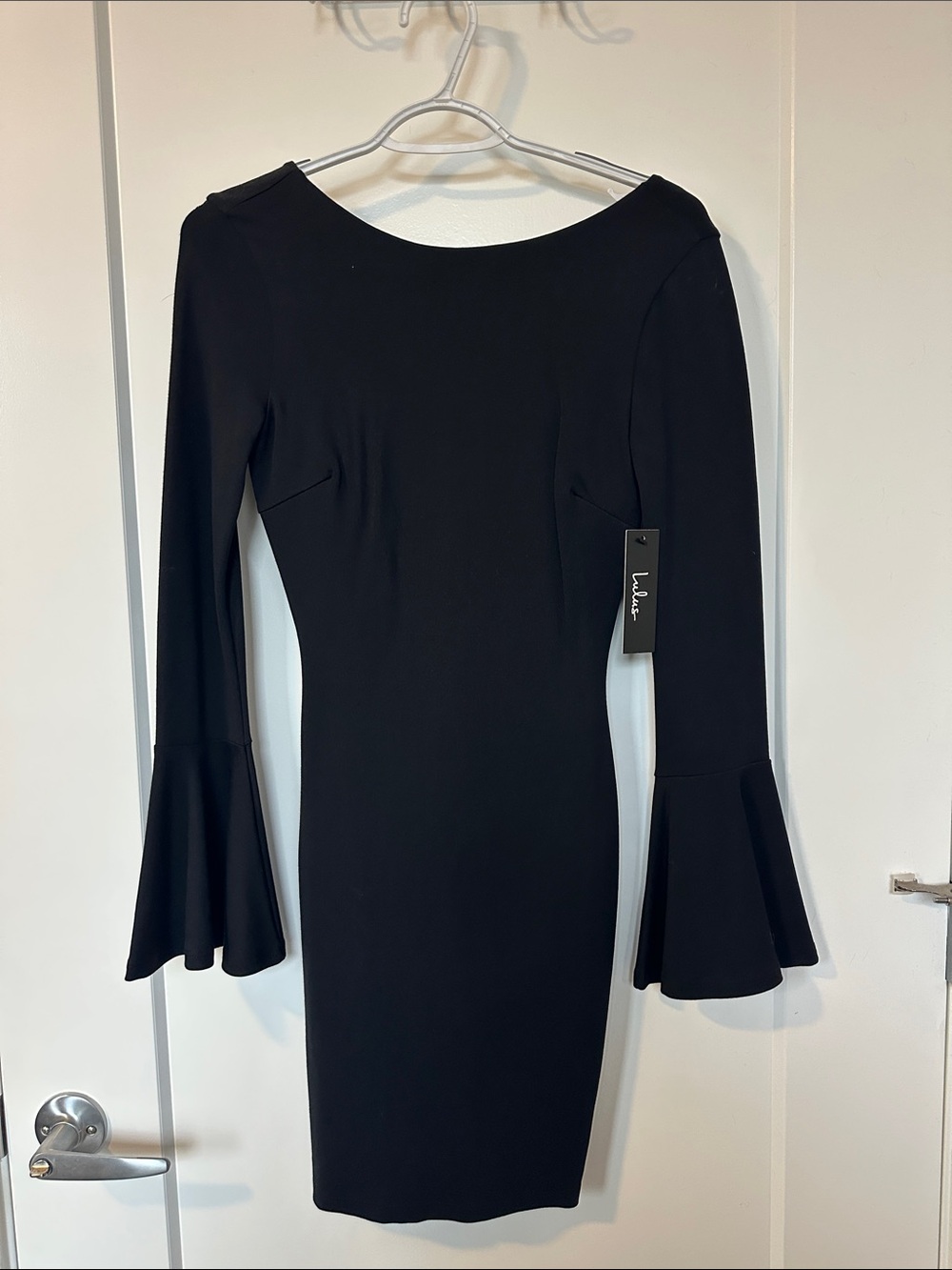 Lulus Black Bell-Sleeve Bodycon Dress